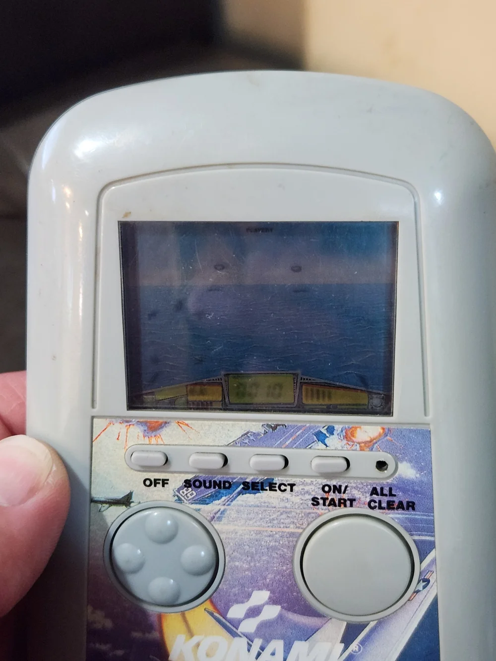 1989 Konami Top Gun Handheld Game Console - Light Gray Works!